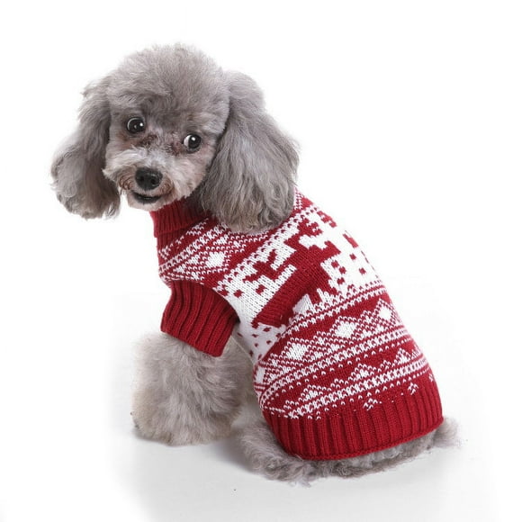 Taille XL, pull de chien rouge jacquard de Noël à motif tricot pour animaux de compagnie