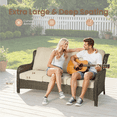 thumbnail image 5 of ODELIO 5 Piece Outdoor Patio Furniture Set High Back Wicker Rattan Sectional Conversation Set with 42" Fire Pit Table and Swivel Chairs for Backyard, Beige, 5 of 12