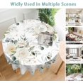 thumbnail image 5 of Eucalyptus Leaves 60 inch Round Tablecloth,White Rose Flowers Circle Table Cover Stain Resistance Water Repellent Wrinkle-Free Table Cloth for Home Kitchen Dining Party Patio Indoor Outdoor, 5 of 6