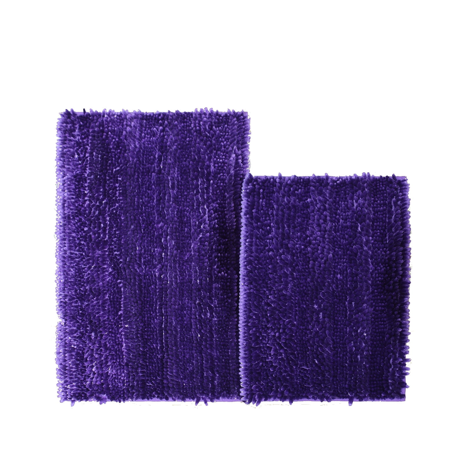 Civkor Bathroom Rugs, Bath Mats Set 2 Pieces Non Slip, 31x20 Plus 24x16Inch, Machine Washable, Soft Shiny Chenille and Quick Qry, Dark Purple