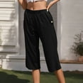 thumbnail image 7 of Yuzhih Women's Capri Pants Summer Loose Wide Leg Elastic High Waist Cropped Trousers with Pockets Lounge Capris, 7 of 7