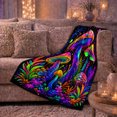 thumbnail image 6 of Neon Surreal Fantasy Art, Warm Flannel Blanket for Sunroom and Reading Nook with Detailed Print, Garden Lovers Housewarming Gift, Fantasy Home Decor, 6 of 9
