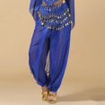 thumbnail image 2 of AWZXDE Women's Belly Dance Harem Pants with Sequined Waist Chain, Sheer Chiffon Loose Fit Bohemian Palazzo Pants for Performance Blue,XL, 2 of 3