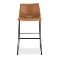 thumbnail image 2 of Heavenly Collection 30" Bar Height Stool Set of 2, Tan Upholstered Seat with Black Metal Base, Modern Kitchen & Bar Seating, 2 of 5
