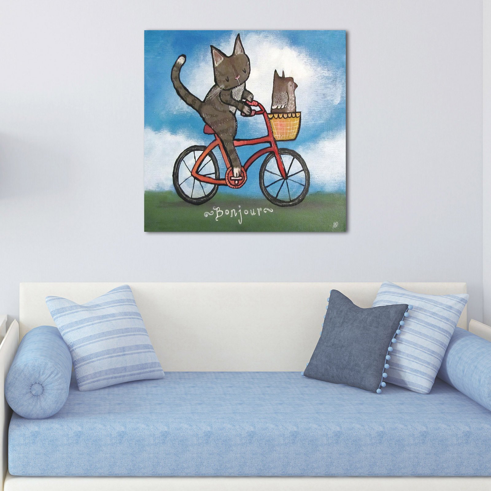 Marmont Hill Bike Riding Cat by Andrea Doss Canvas Wall Art