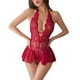 thumbnail image 1 of Gibobby Conjuntos de bragas de encaje Camisón para mujer, lencería sexy transparente y sexy para mujer, vestido de malla de encaje(Rojo, Talla única), 1 of 4