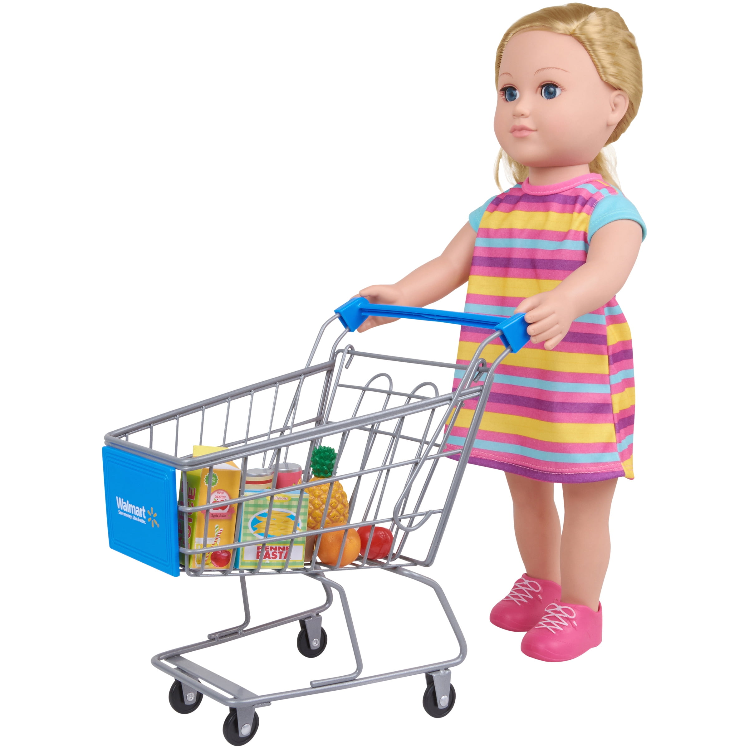 Shopping Cart Kids Doll House Mini Grocery Trolley Pretend Play Toy