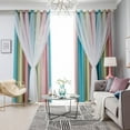 thumbnail image 2 of TFixol 2pc Curtain Simple Gradient Hollow-out Star Pattern Double Layer Blackout Bedroom Living Room Insulation Curtain, 2 of 6