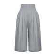 thumbnail image 3 of Kddylitq 2024 Capris for Women Long Shorts Below The Knee Casual Summer Elastic Waist Flowy Beach Shorts Linen Loose Fit Gray S, 3 of 4