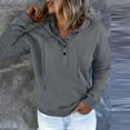 thumbnail image 4 of Itsame Lightweight Hoodies for Women Hood Sweatshirts Pullover Crew Neck Solid Color Long Sleeve Sportswear Gray Size M, 4 of 5