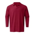 thumbnail image 4 of BJUTIR Polo Shirt For Men Male Casual Autumn Striped Fabric T Shirt V Neck Turn Down Collar Long Sleeve Tops T Shirt, 4 of 5
