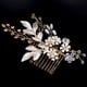 thumbnail image 3 of Zhuge Horquillas para el pelo de boda con flores para novias, peinetas con perlas de cristal,joyas con diamantes de imitación para novias, damas de honor y mujeres (dorado), 3 of 5