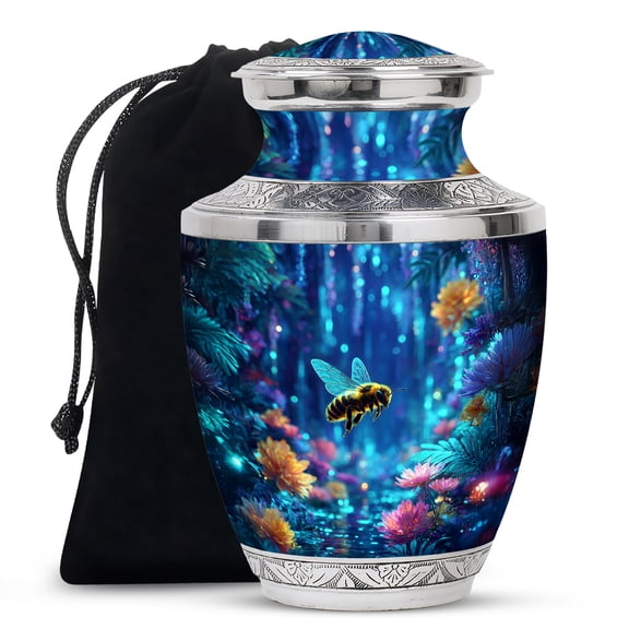Yatskia Flying Bee at Blossoms Large Funeral Urn for Ashes Adult Mother and Father, Decorative Cremation Urn for Ashes Adult Male, (Tasty Large, 10 Inch)