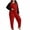 Red, variant on Mutghys Plus Size Pajamas for Women Set Color Contrast Long Sleeve Top Elastic Waist Pants Home Lounging Loose Comfy Sleepwear Set XL-5XL