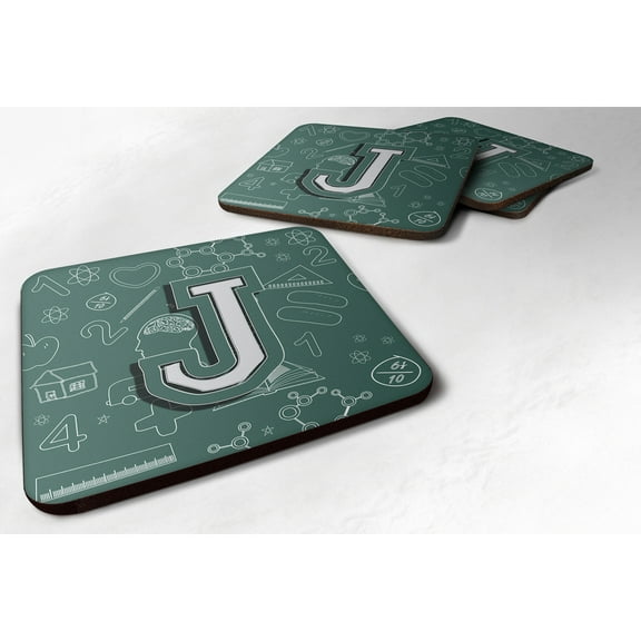 Letter J Back to School Initial Foam Coaster Set of 4