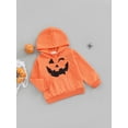 thumbnail image 3 of Qiylii Toddler Baby Halloween Hoodies for Girls Boys, Casual Long Sleeve Pumpkin Skeleton Print Loose Sweatshirts,1-6Years, 3 of 8