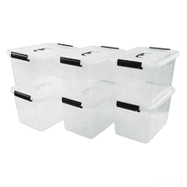 Tyminin 12 Quart Clear Storage Latch Box/Bin, Plastic Stackable Latching Box with Handle and Lid, Multi-Purpose, 6 Pack