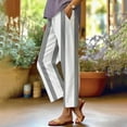 thumbnail image 2 of Striped Lounge Pants, Comdrip Women's Striped Print Fashion Casual Patchwork Pocket Cotton Line Pants Loose Trousers Cropped Pants Casual Pants Womens Beach Pants Grey S, 2 of 3