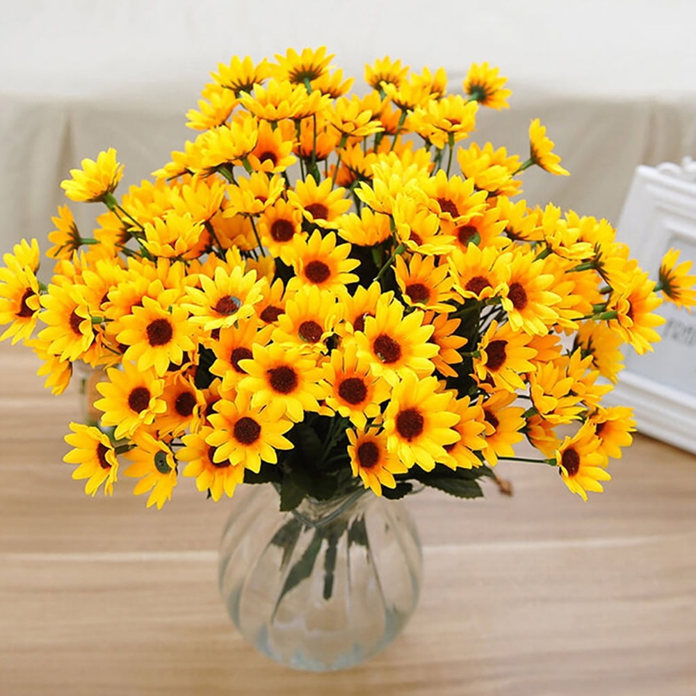 Yellow  Silk Sunflower Heads Fake Flores Artificial Flower Wedding Decoration 
