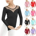 thumbnail image 3 of Mesh Long Sleeve Dance Leotard for Toddler Big Little Girls,Teens, Ballet Bodysuits Gymnastics Dancewear, 3 of 4