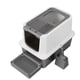 thumbnail image 1 of Caja de arena para gatos de acero inoxidable con tapa, inodoro extragrande, caja de arena de entrada superior con bordes aumentados, sin olor y fácil de instalar (gris oscuro, básico), 1 of 9
