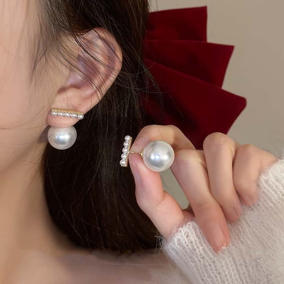Yesbay 1 Pair Ear Studs Elegant Nonallergic High Gloss Faux Pearl Women Earrings Jewelry Accessories