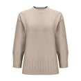 thumbnail image 4 of Qulqfy Cotton Woman Sweater Tunic Pullover Yellow Crew Neck Jacquard Knitted Long Sleeve Solid Tops Women Fall Sweaters M, 4 of 6
