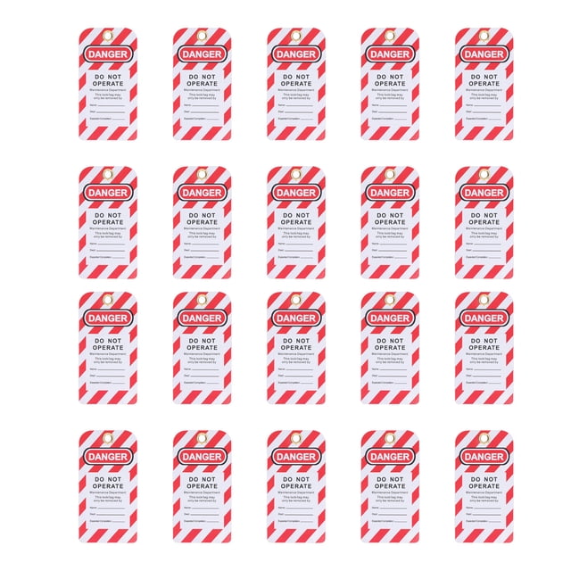 Etiquetas De Etiquetado De Bloqueo, 20 Piezas Kit De Etiquetas De Etiquetado De Bloqueo Señales De Advertencia De Seguridad De Ingeniería Reutilizables De Plástico PVC Rojo