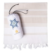 Casaverse Turkish Beach Towel, Turkish Bath Towel Made of 100% Cotton, Quick Dry Sand Free Beach Towels Oversized, Turkish Towels Sand Light Cloud Extra Large Beach Towel 38" x 71", Travel Beach Towel