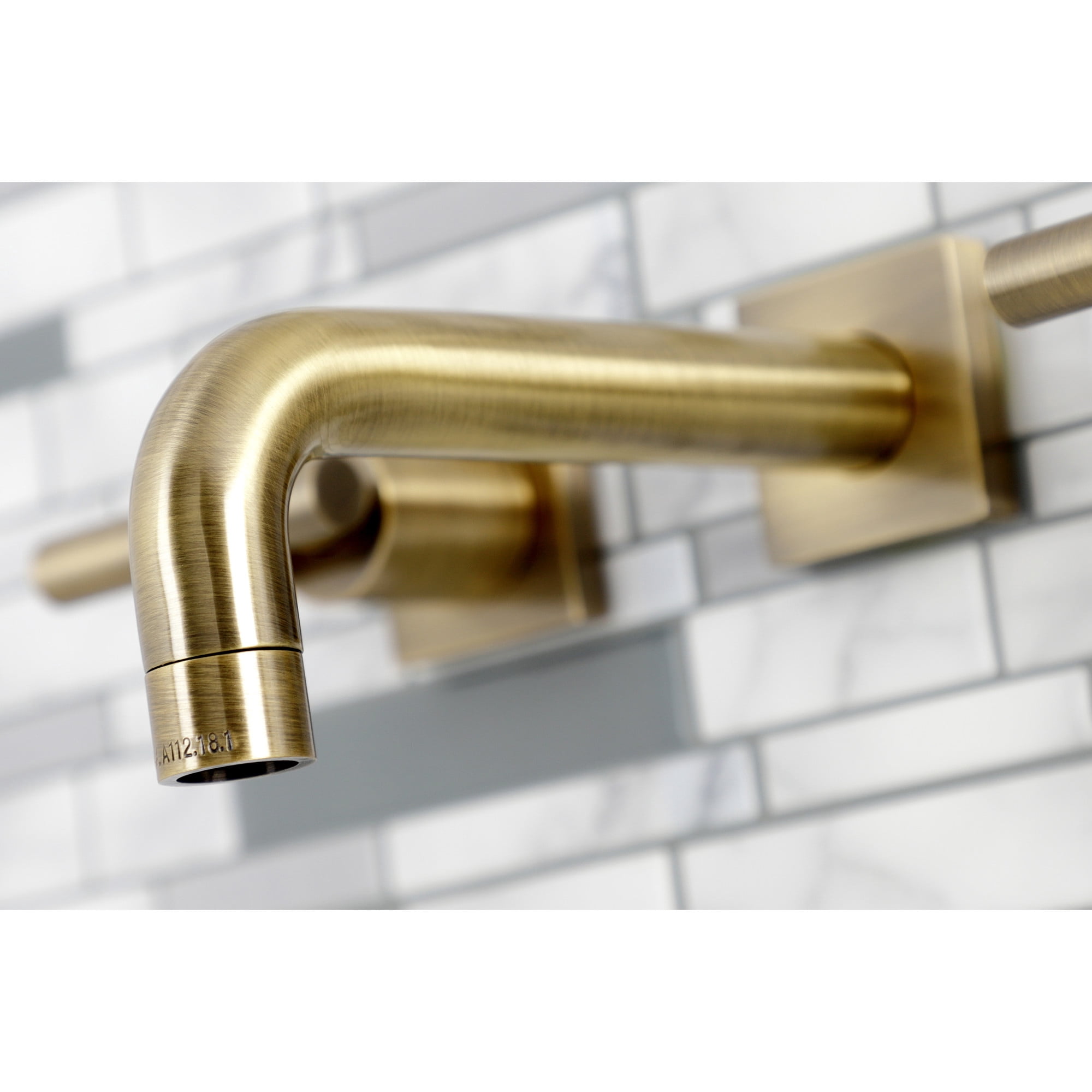 Kingston Brass KS6123CML Manhattan Double-Handle Wall Mount Bathroom Faucet, Antique Brass