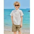 thumbnail image 5 of Arshiner Boy's 2 Pieces Summer Shorts Outfits Linen Set Casual Henley Shirts Short Sleeve Top and Short, 5 of 6
