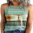 thumbnail image 1 of Hauts d'Été Femmes Licol Cou Sans Manches T-Shirts Unis Blouses Décontractées, 1 of 2
