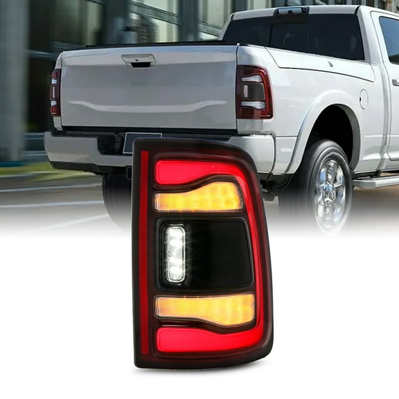 AKKON - Fit 2019-2024 Ram 2500 3500 LED SwitchBack Turn Signal Black Bezel Tail Light Passenger w/o Blind Spot Detection