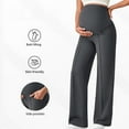 thumbnail image 4 of UMfun Women's Plus Size Maternity Pants, Casual Stretchy Comfy Lounge Leggings, Over The Belly Yoga Work Dress Pregnancy Pants, Stretchy Wide Leg Trousers with Pockets, 4 of 5