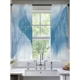 thumbnail image 2 of Abstract Ombre Sheer Curtains 63 inches Long 2 Panels Set Light Blue Marble Texture with Golden Line Tiers Sheers Rod Pocket Small Window Short Curtains for Kitchen Cafe, Each 52" W x 63" L, 2 of 7