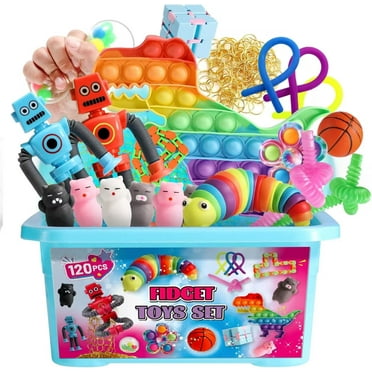 Gcvioh 120 Pcs Fidget Toys Pack, Sensory Fidget Toys For Kids, Adults Stress Relief Toys, Party Favors Gift Autistic ADHD Toys Classroom Prizes Travel Camping With Portable Case.
