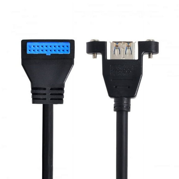Chenyang CY USB 3.0 Single Port A Female Screw Mount Type to Down Angled Motherboard 20pin Header Cable 90 Degree Cable