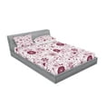 thumbnail image 2 of Ambesonne Floral Fitted Sheet & Pillow Sham Set, Vibrant Baroque, Full, Maroon Rose, 2 of 2