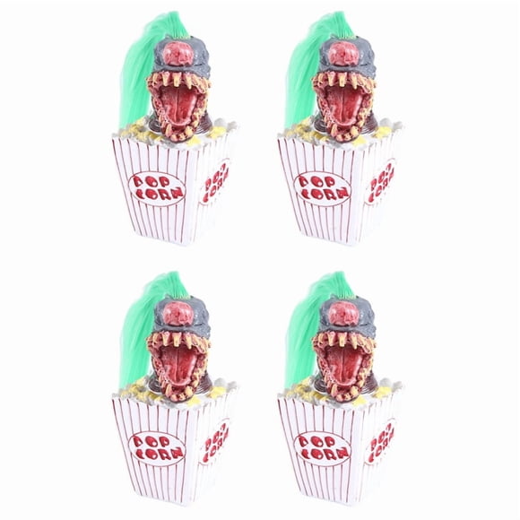 4X Clown Sculpture, Halloween Clown Decoration, Popcorn Clown Scary Clown Head Statue Resin Craft Clown From Space Green