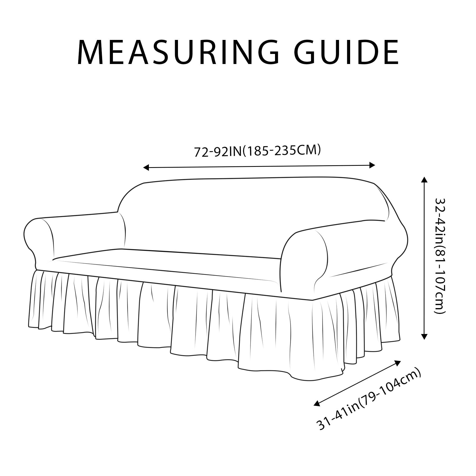Subrtex Stretch 1-Piece Pleated Ruffled Skirt Sofa Slipcover, Grey