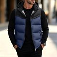 thumbnail image 2 of Mens Puffer Vest Zip Up Sleeveless Hooded Loose Fit Warm Jacket Fall Winter Outdoor Casual Outerwear Tops 2026, 2 of 5