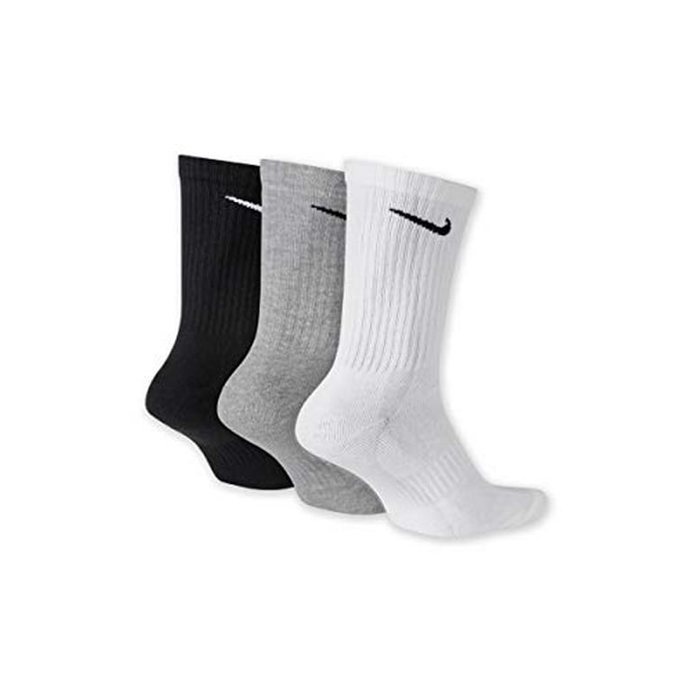 divorcio Aclarar Eléctrico Nike Everyday Lightweight Crew Socks 3 Pair Black/ White/ Gray Large  SX7676-901 - Walmart.com