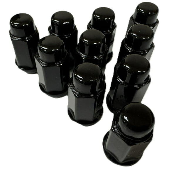 10-Pack Black Solid 1/2" Lug Nuts For Trailer Wheels Acorn Bulge Style 1/2-20 Thread