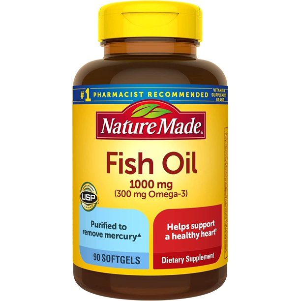 Nature Made Fish Oil 1000 mg, 90 Softgels, Omega 3 Supplement For Heart