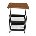 thumbnail image 5 of Fancyes Storage Cart 3 Tier Slim Storage Cart Metal Frame Unit Rolling Utility Cart Metal Wire Storage Cart for Laundry Room Bathroom Black walnut, 5 of 8
