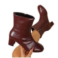 thumbnail image 4 of OKBOP Women's Walking Boots Round Toe Zip-Up Foam Cushioning Block Heel Wine Stylish Women's Boots Sizes 43, 4 of 5