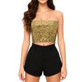thumbnail image 3 of Laqbezok Women's Sexy Sequin Tube Top, Strapless Sparkly Crop Bandeau, Shiny Party Night Out Outfit, 3 of 5
