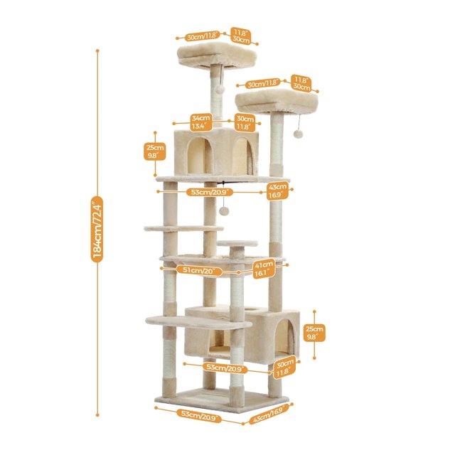 Luxury Pet Cat Tree House Condo Furniture Multi-Layer Cat Tower with Ladder Natural Sisal Scratching Post Climbing Jumping Toy ShopWise Round