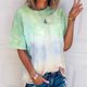 thumbnail image 3 of Camiseta de manga corta para mujer, cuello redondo, teñido anudado, estampado degradado, informal, de moda, camiseta de manga corta, verde, XL, 3 of 6