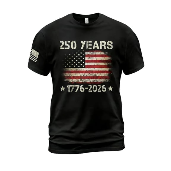 Rggeeun Men'S T-Shirts Us National Flag 1776-2026 & 250 Years Liberty Graphic Print Short Sleeve Crew Neck For 4th Of July Fireworks Show Vintage Tee,Black,L